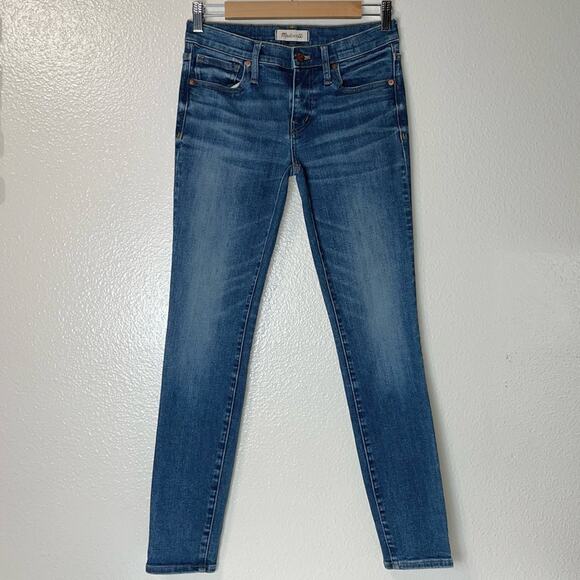 Madewell 8" Mid Rise Skinny Jeans in Ames Wash Medium Blue women's size 27 - Picture 5 of 15